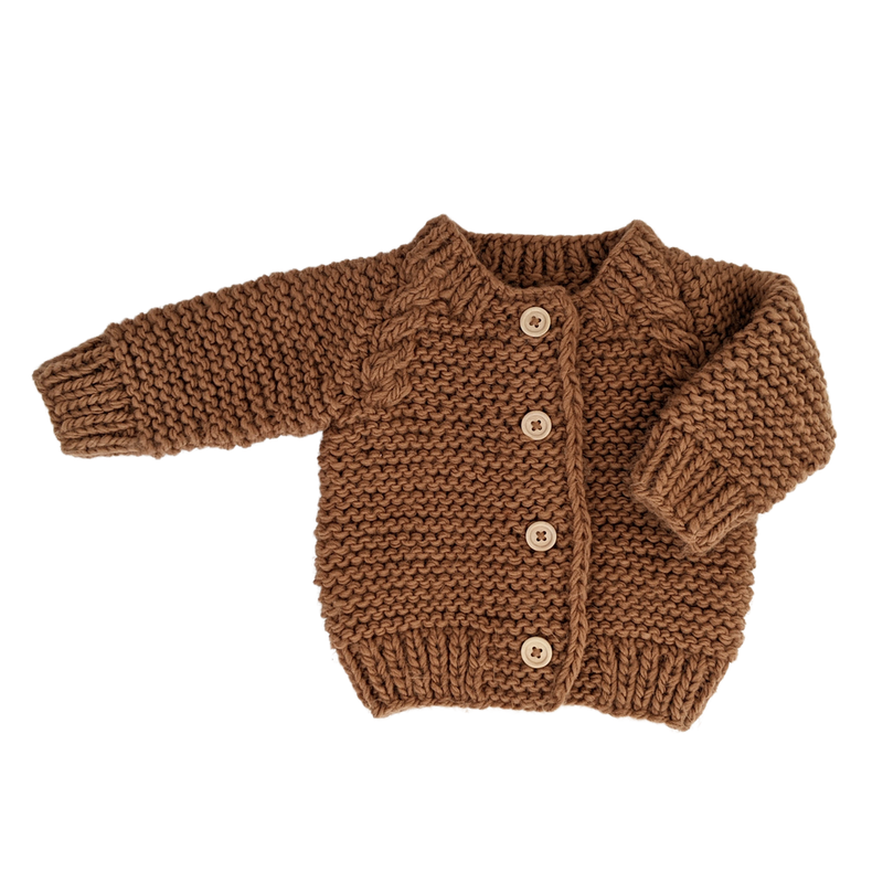 Garter Stitch Cardigan - Pecan by Huggalugs