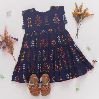 Peachy Dress - Navy Field Floral by Pink Chicken