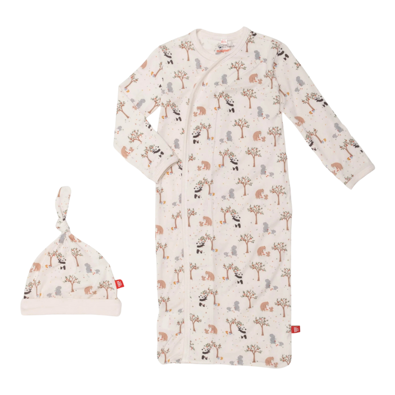 Family Tree Modal Magnetic Cozy Sleeper Gown and Hat Set by Magnetic Me