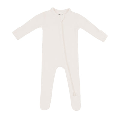 Ribbed Zipper Footie - Oat by Kyte Baby