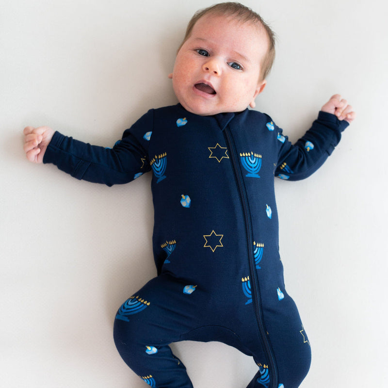 Printed Footie with Zipper - Hanukkah by Kyte Baby FINAL SALE