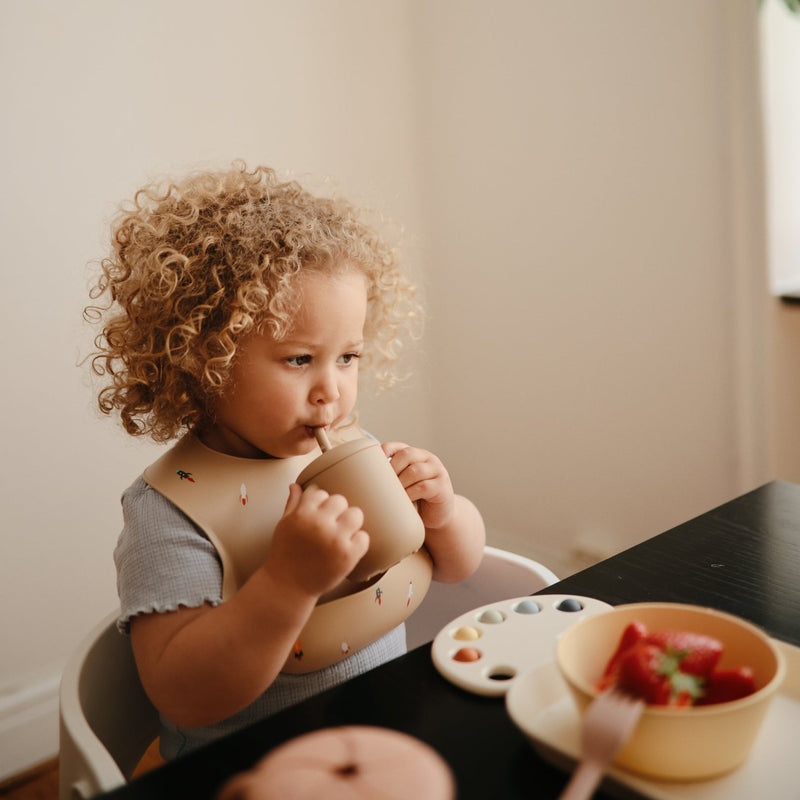 Silicone Training Cup + Straw - Natural by Mushie & Co