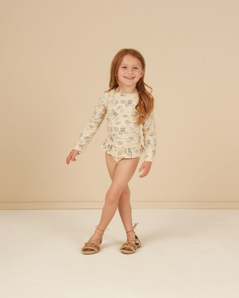 Rash Guard Girls Set - Blue Floral by Rylee + Cru FINAL SALE