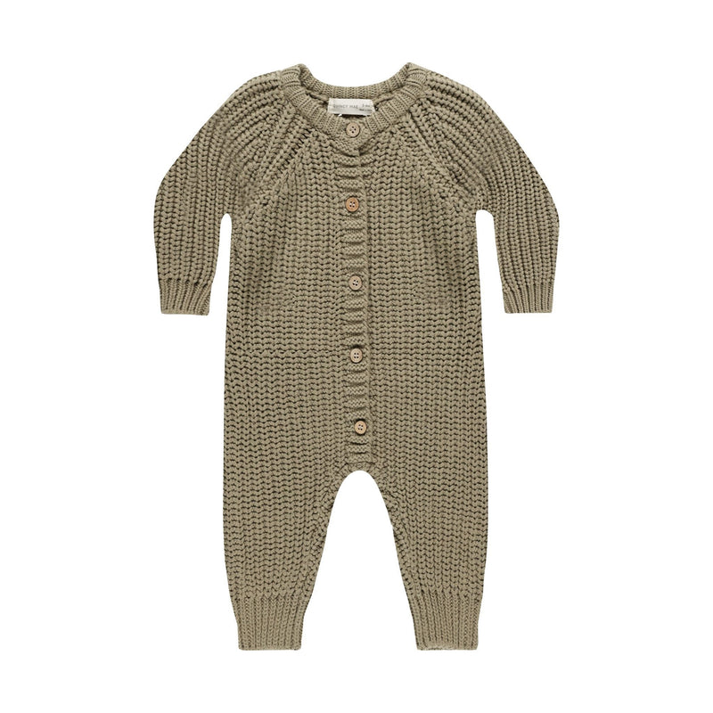 Chunky Knit Jumpsuit - Olive by Quincy Mae