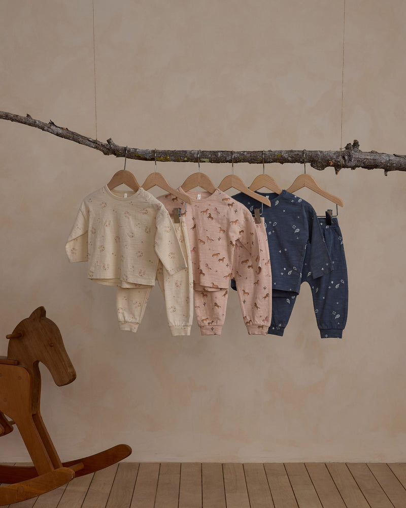 Long Sleeve Tee + Pant Set Horses - Shell by Rylee + Cru