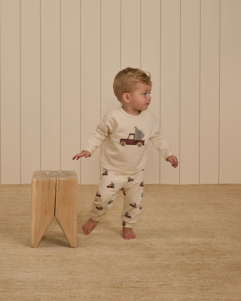 Long Sleeve Tee + Pant Set Trucks - Natural by Rylee + Cru