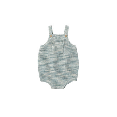 Pocketed Knit Romper - Heathered Blue by Rylee + Cru FINAL SALE