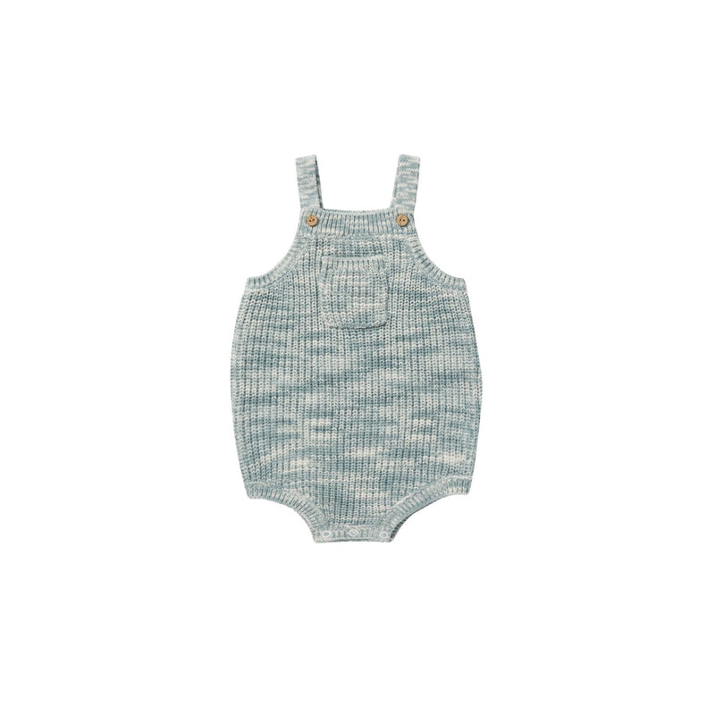 Pocketed Knit Romper - Heathered Blue by Rylee + Cru FINAL SALE