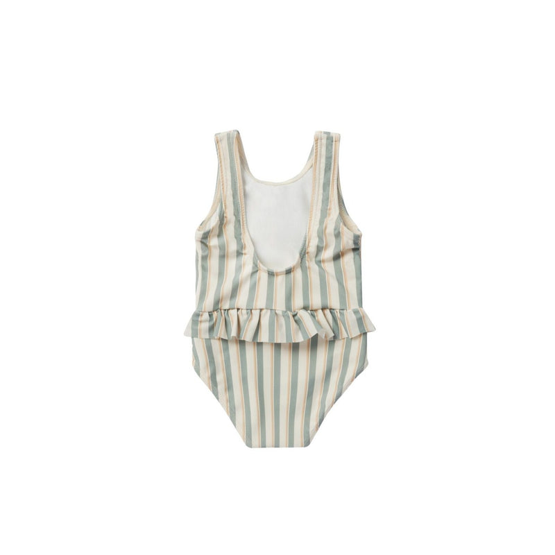 Skirted One-Piece - Aqua Stripe by Rylee + Cru FINAL SALE