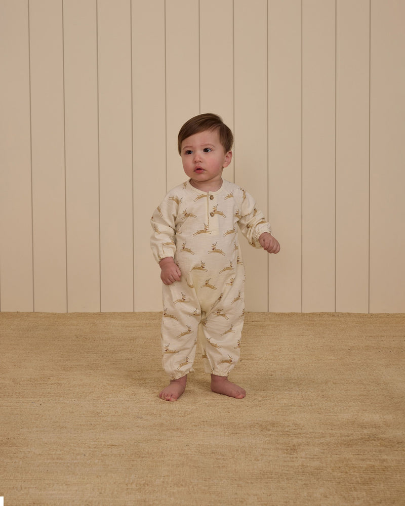 Henley Jumpsuit Reindeer - Ivory by Rylee + Cru