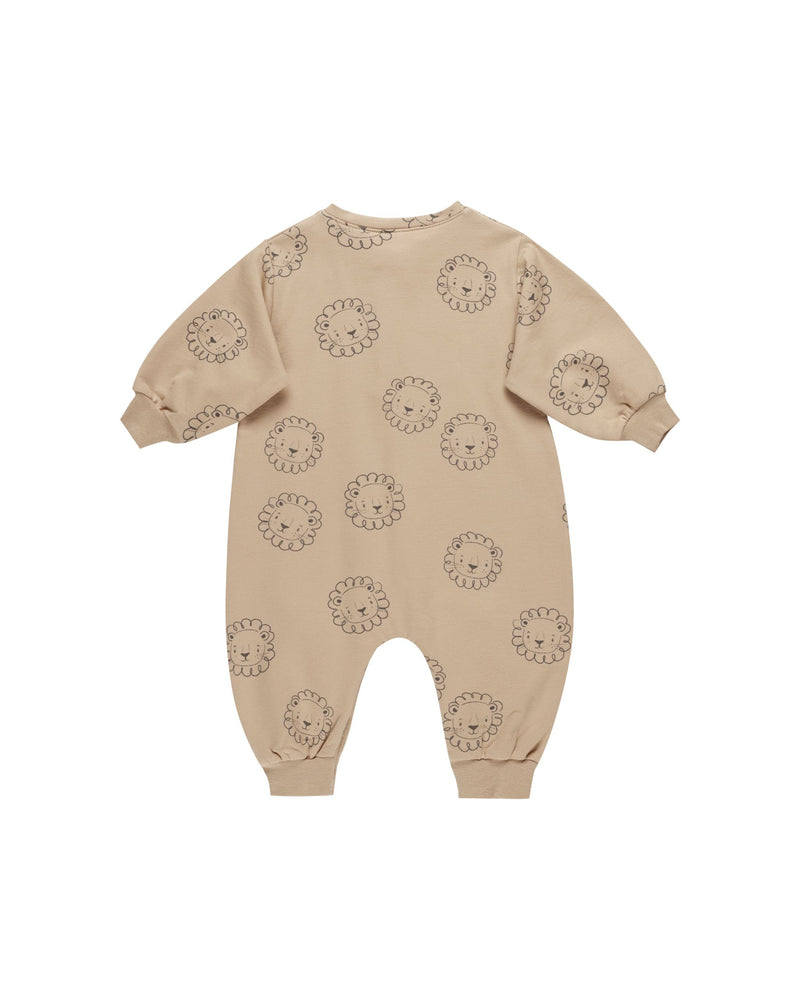 Relaxed Fleece Jumpsuit Lions - Latte by Quincy Mae