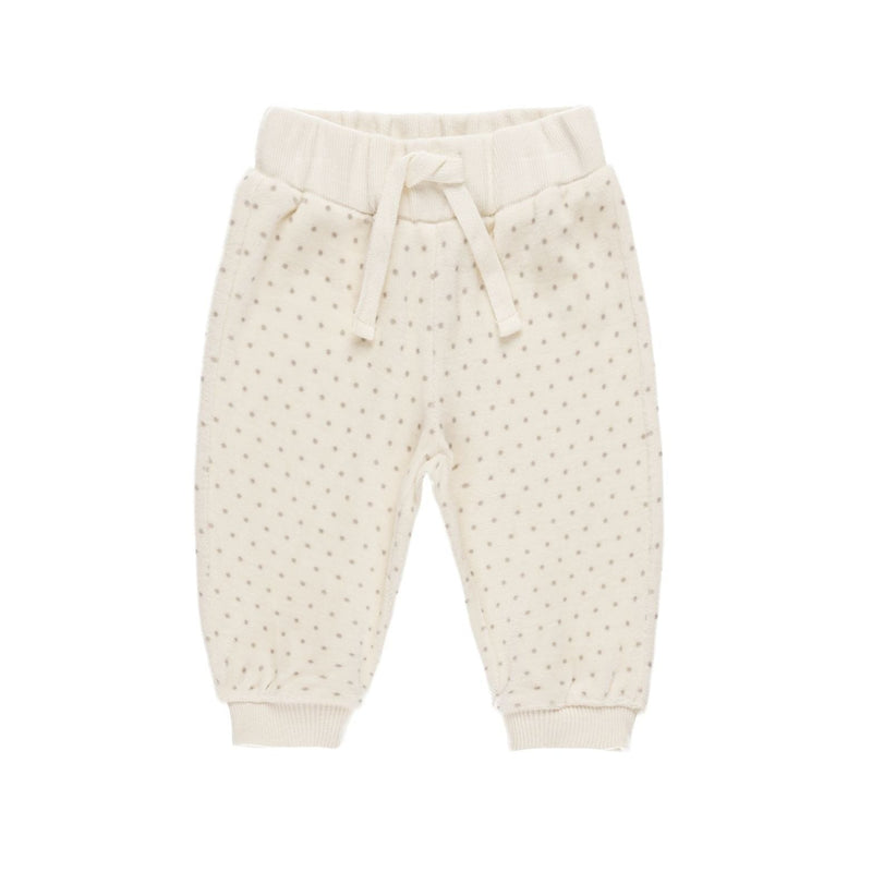 Velour Relaxed Sweatpant Polka Dot - Natural by Quincy Mae