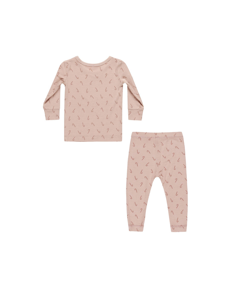 Bamboo Pajama Set Candy Cane - Blush by Quincy Mae