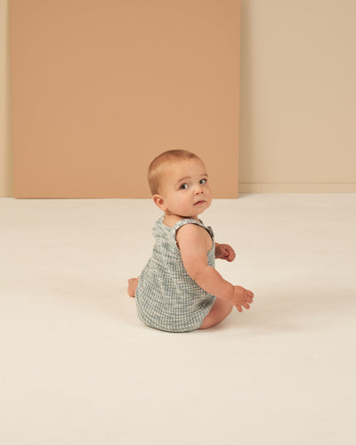 Pocketed Knit Romper - Heathered Blue by Rylee + Cru FINAL SALE