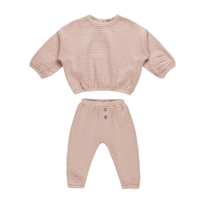 Textured Sweat Set - Blush by Quincy Mae