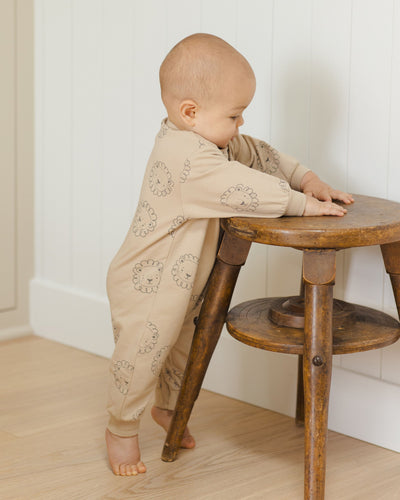 Relaxed Fleece Jumpsuit Lions - Latte by Quincy Mae