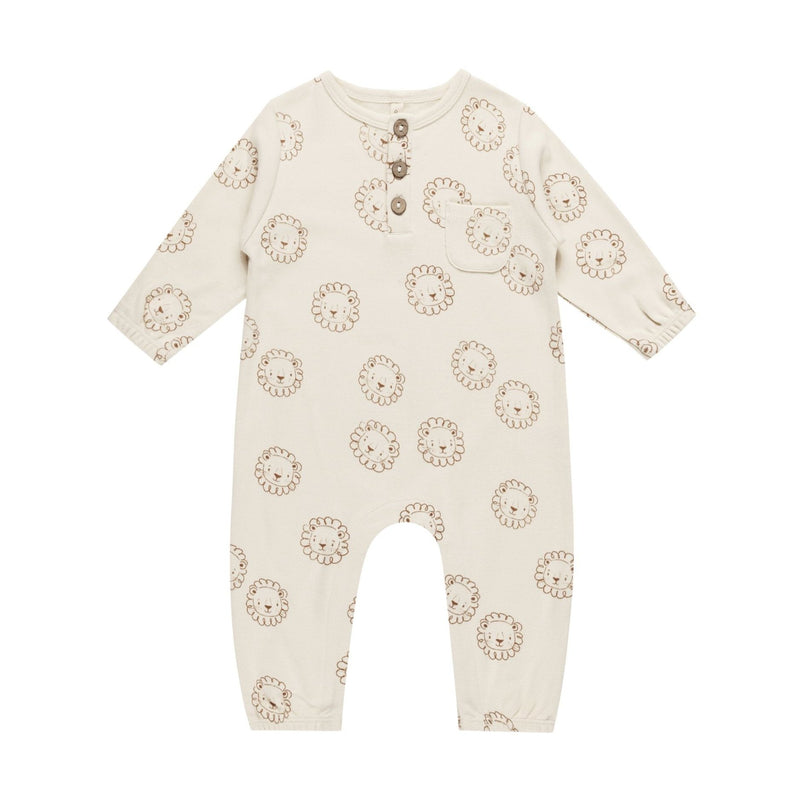 Long Sleeve Pocket Jumpsuit Lions - Natural by Quincy Mae