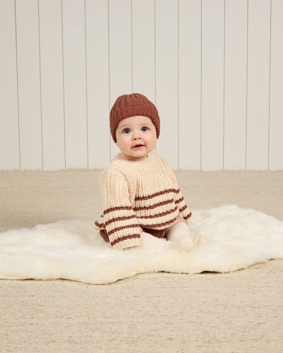 Rex Sweater Fog Stripe - Natural by Quincy Mae