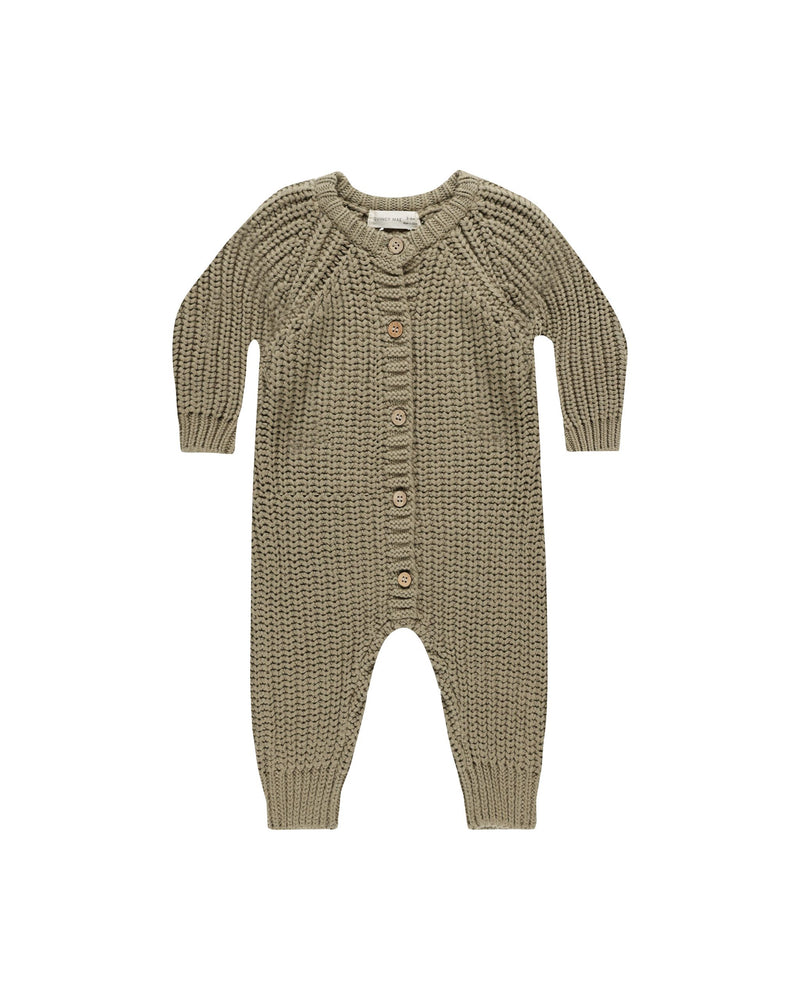 Chunky Knit Jumpsuit - Olive by Quincy Mae