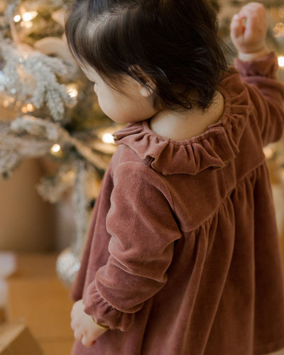 Velour Baby Dress - Cranberry by Quincy Mae