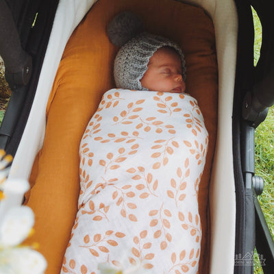 Leaves Muslin Swaddle - Amber by Mini Wander