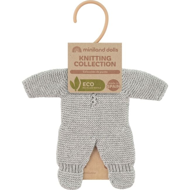 Knitted Doll Pajamas 8 1/4" - Grey by Miniland