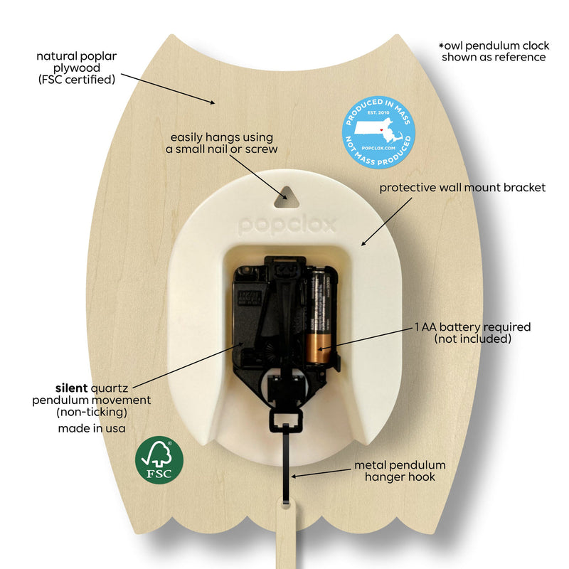 Mushroom Wood Pendulum Clock by Popclox