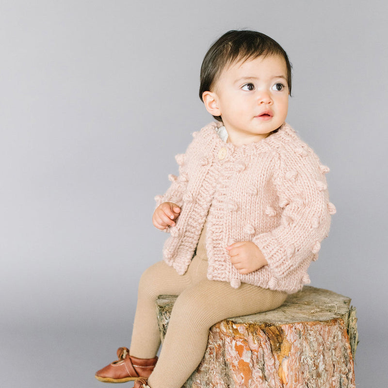 Popcorn Hand Knit Cardigan Sweater - Blush by The Blueberry Hill