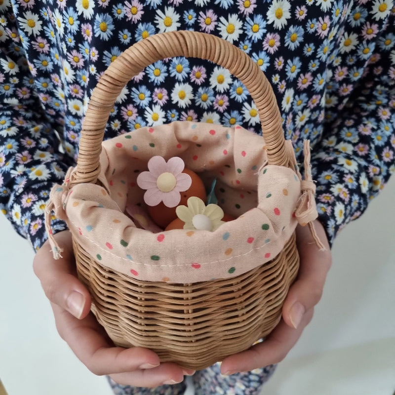 Rattan Berry Bunny Basket - Natural Rattan / Gumdrop by Olli Ella