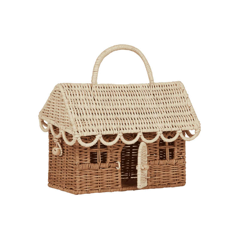 Rattan Gingerbread Casa Clutch - Natural/Straw by Olli Ella