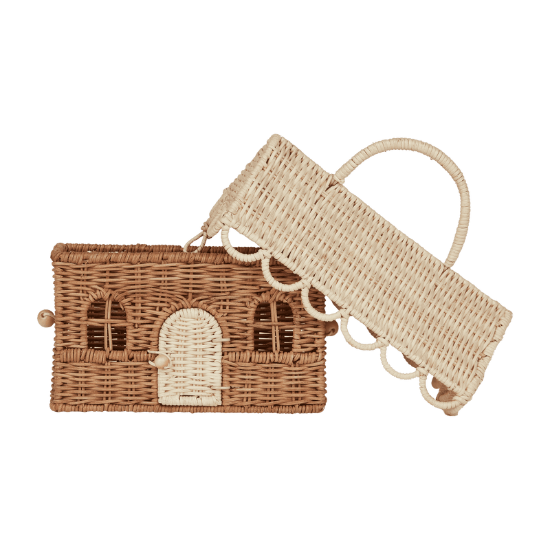 Rattan Gingerbread Casa Clutch - Natural/Straw by Olli Ella