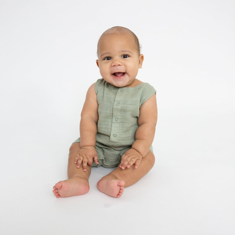 Muslin Shortie Romper - Desert Sage by Angel Dear - FINAL SALE