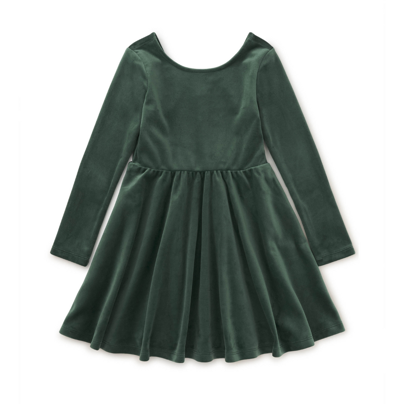 Velour Skater Dress - Pineneedle by Tea Collection