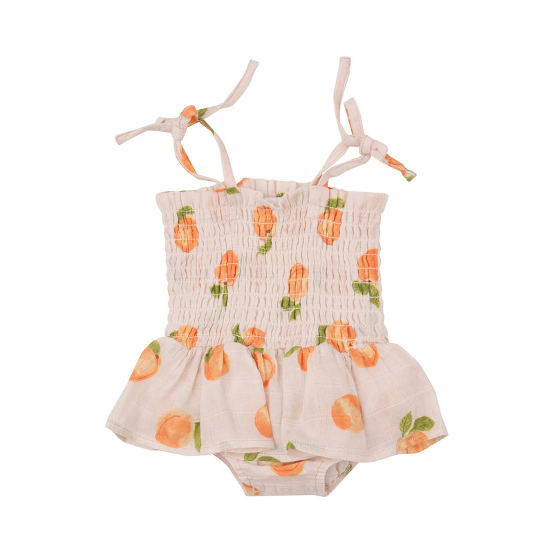 Muslin Smocked Bubble with Skirt - Peaches by Angel Dear - FINAL SALE