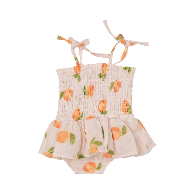 Muslin Smocked Bubble with Skirt - Peaches by Angel Dear - FINAL SALE