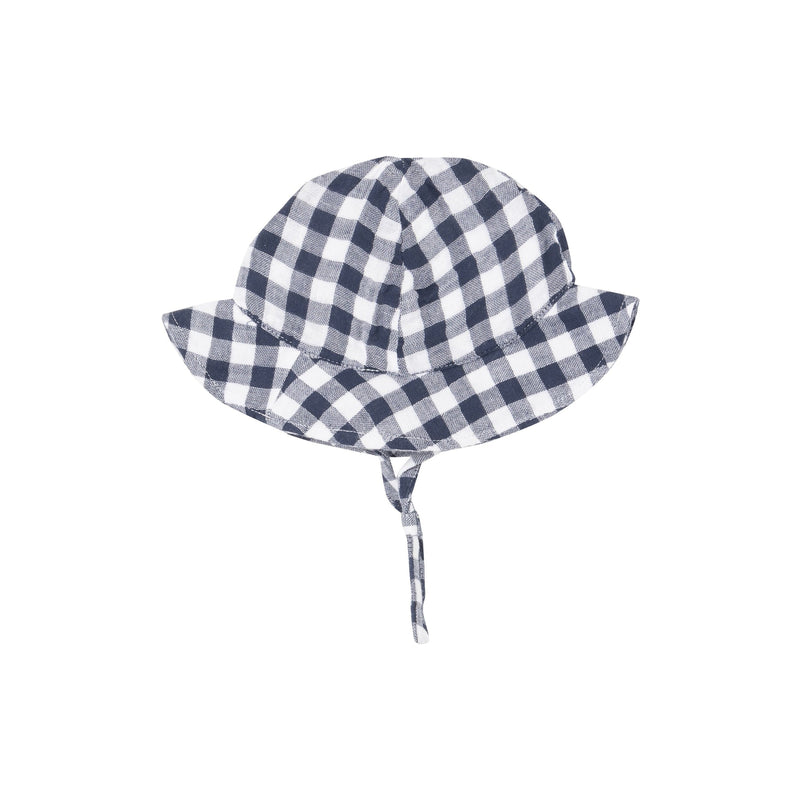 Muslin Sunhat - Gingham Navy by Angel Dear - FINAL SALE