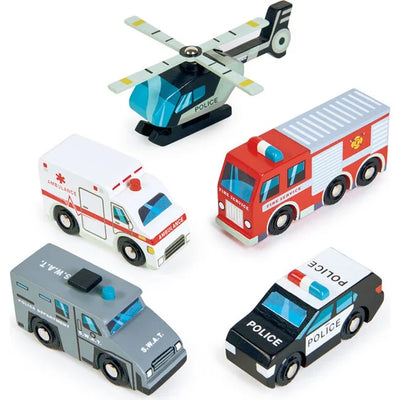 Emergency Vehicle Wooden Toy Set by Tender Leaf Toys