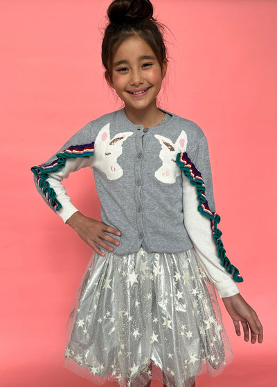 Unicorn Ruffle Cardigan by Lola + The Boys