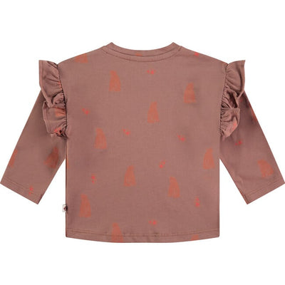 Baby Ruffle Sleeve Bear Print Tee - Wood by Babyface