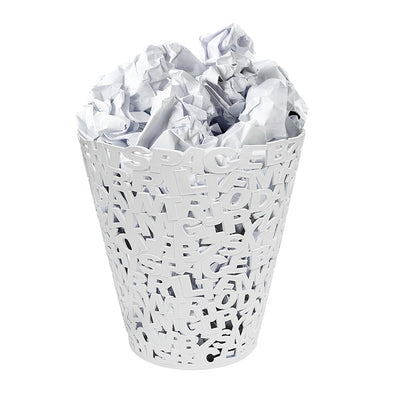 Plastic Letters Wastebasket - White by Balvi