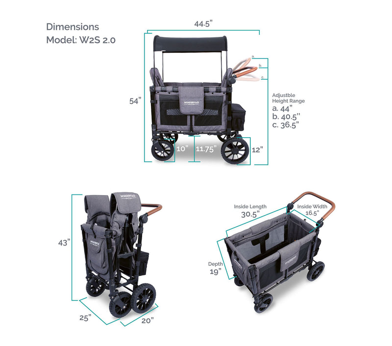 W2 Luxe Stroller Wagon by Wonderfold