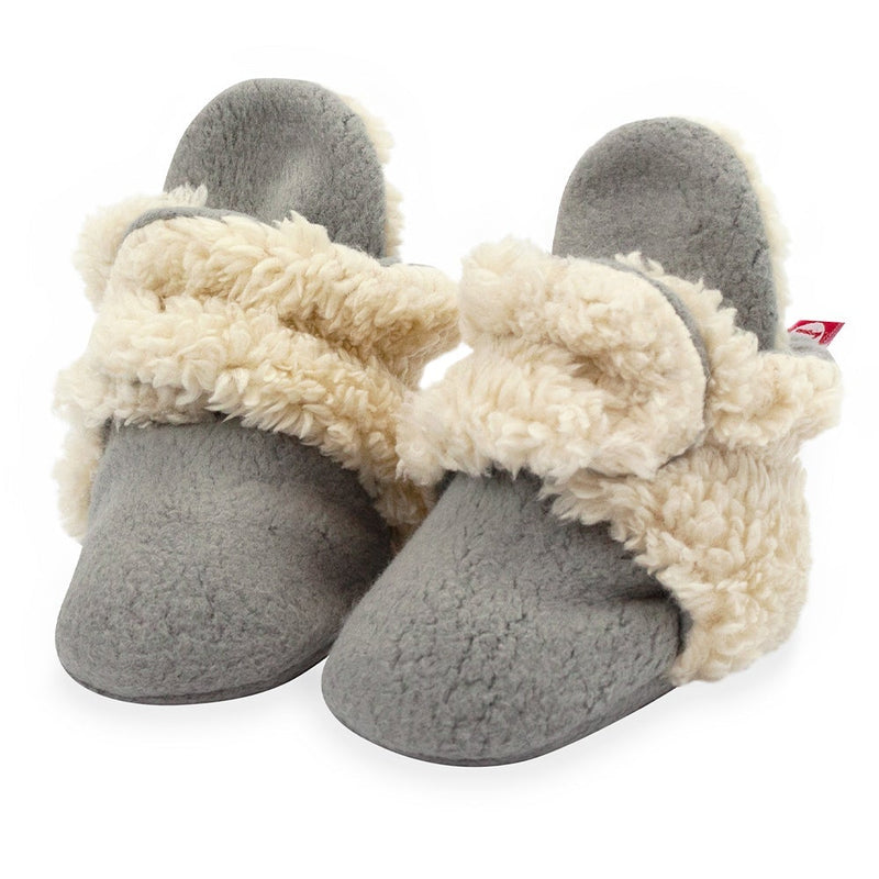 Cozie Fleece Furry-Lined Gripper Bootie - Grey by Zutano