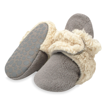 Cozie Fleece Furry-Lined Gripper Bootie - Grey by Zutano