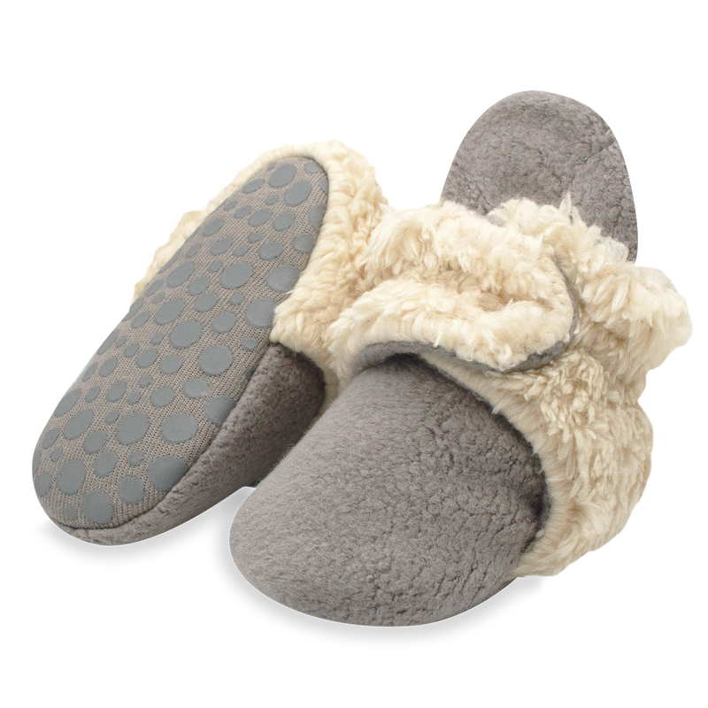 Cozie Fleece Furry-Lined Gripper Bootie - Grey by Zutano