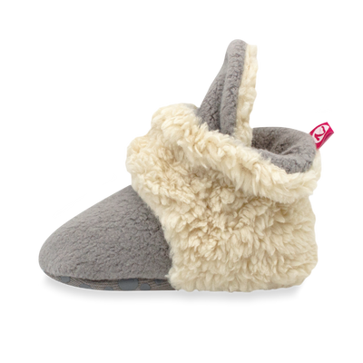 Cozie Fleece Furry-Lined Gripper Bootie - Grey by Zutano