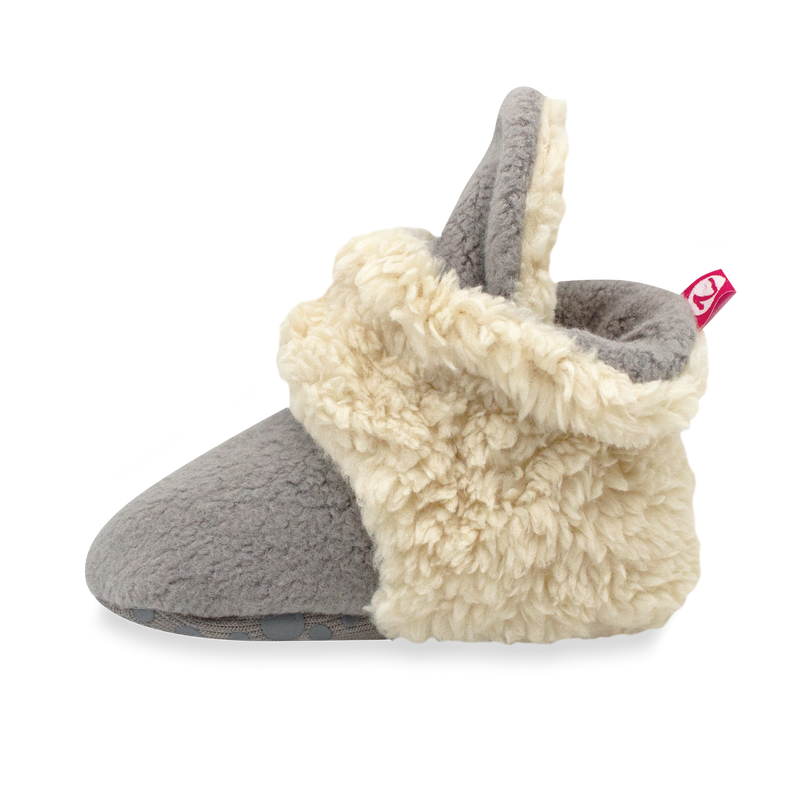 Cozie Fleece Furry-Lined Gripper Bootie - Grey by Zutano