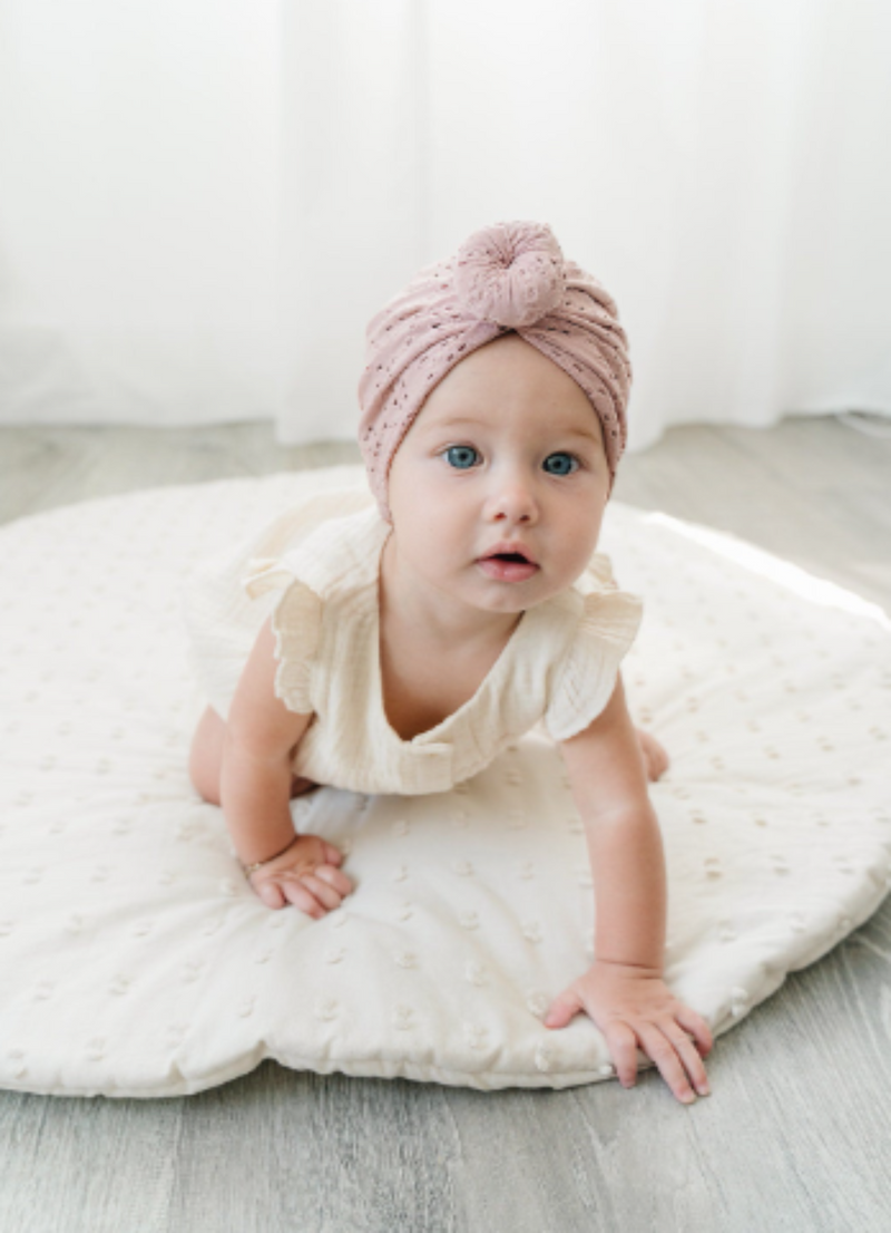 Eyelet Bun Baby Turban - Dusty Rose by Golden Dot Lane Accessories Golden Dot Lane   