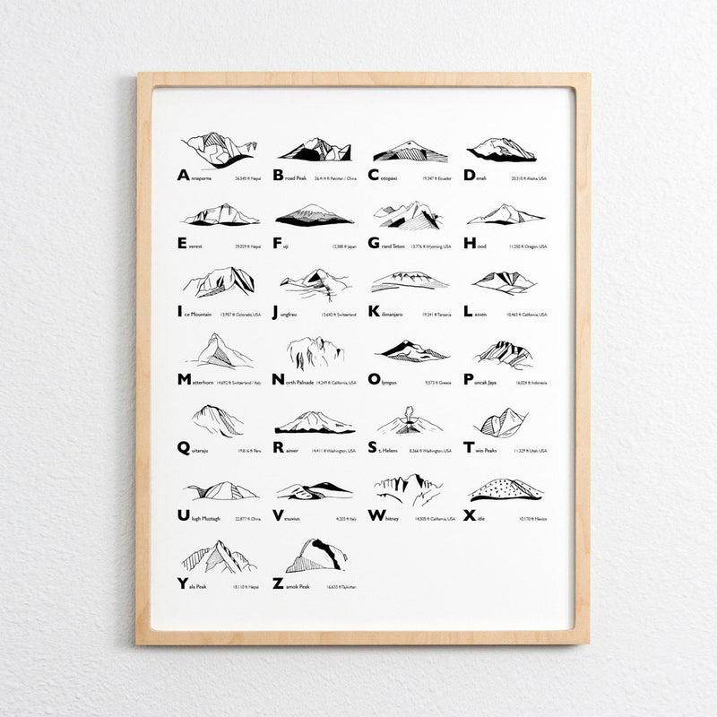 ABC Alphabet Mountains Art Print - 11x14 by Tim Plus April Decor Tim Plus April   