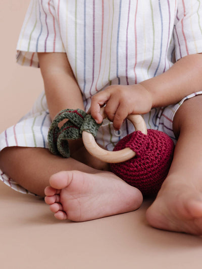 Cotton Crochet Rattle Teether - Beet by The Blueberry Hill Toys The Blueberry Hill   