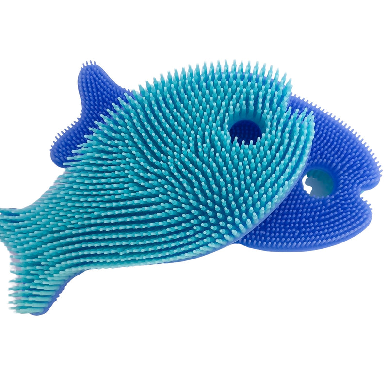 Squigee  Silicone Bath Scrub - Fish Bath + Potty New People Company Blue/Aqua  